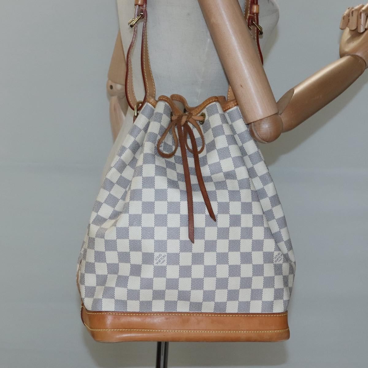 Louis Vuitton Noe Damier Ebene White Canvas Shoulder Bag Bag (Pre-Owned)