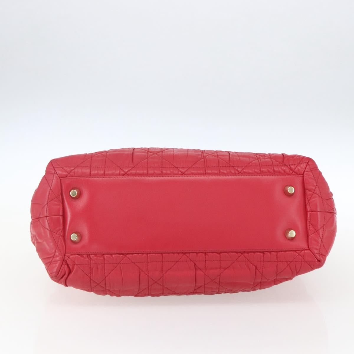 Christian Dior Delices Cannage Quilt Leather Red Leather Tote Bag Bag (Pre-Owned)