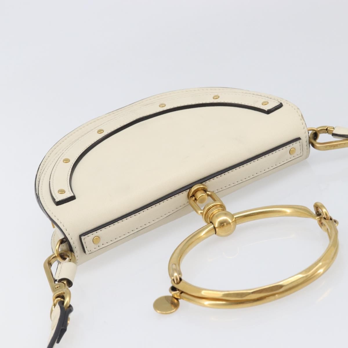 Chloe Nile Minaudière Leather White Leather Handbag (Pre-Owned)