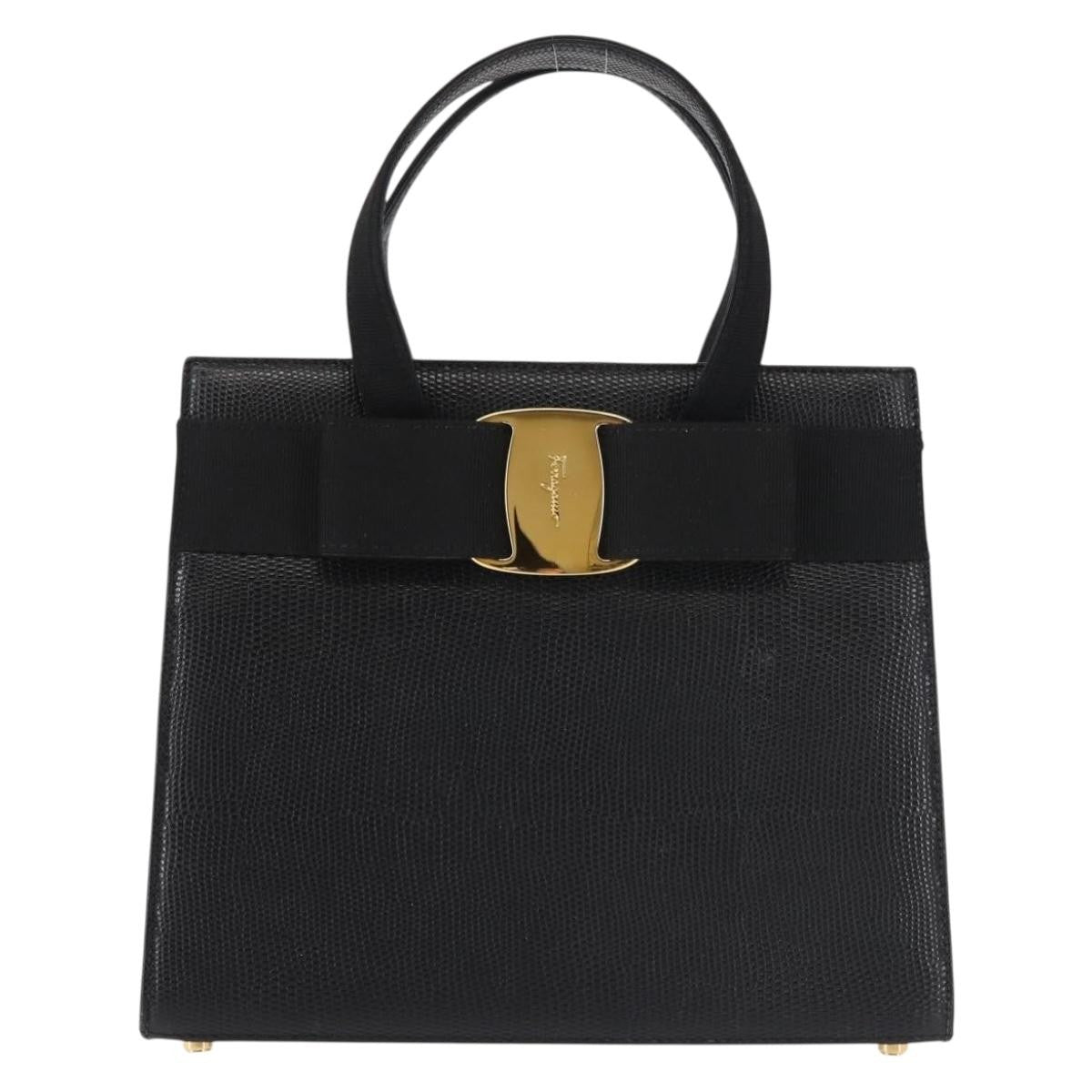Salvatore Ferragamo Convertible Vara Bow Tote Leather Black Leather Bag (Pre-Owned)