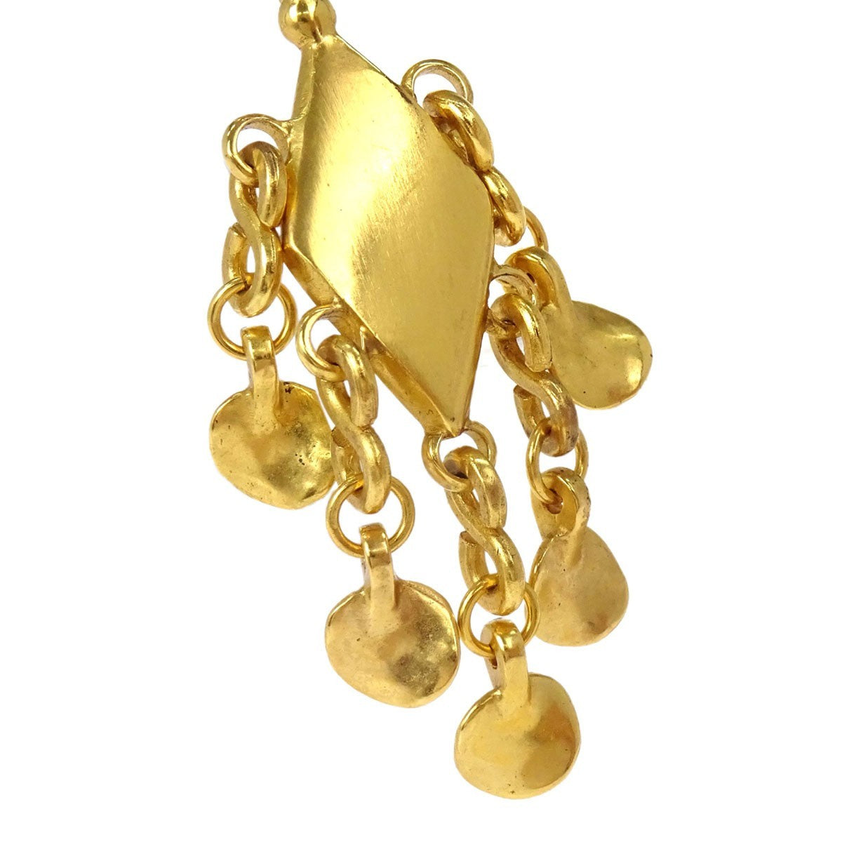 Chanel Cc Rhombus Clip-On Metal Gold Gold_Plated Earrings Jewelry (Pre-Owned)