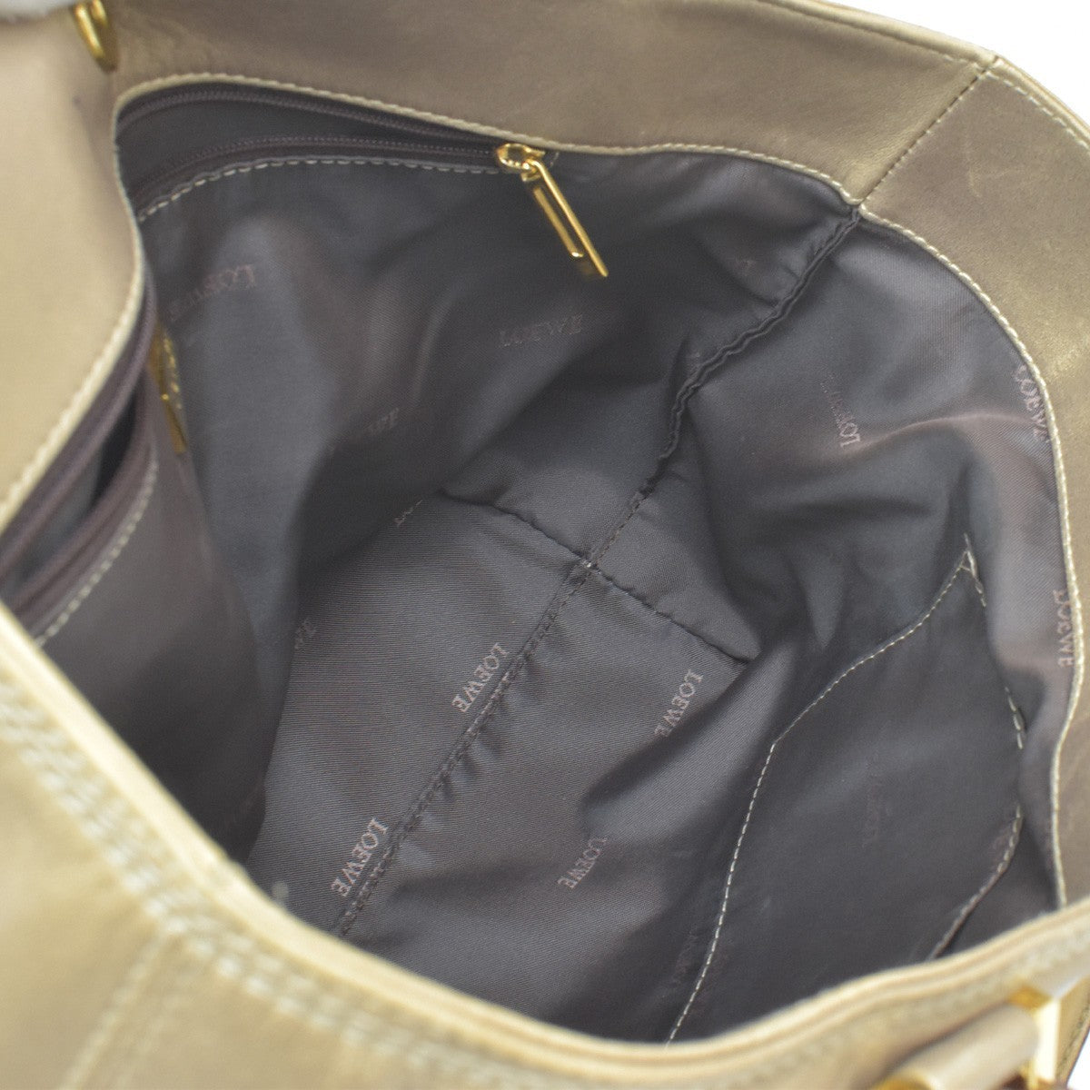 Loewe Anagram Leather Gold Leather Tote Bag Bag (Pre-Owned)
