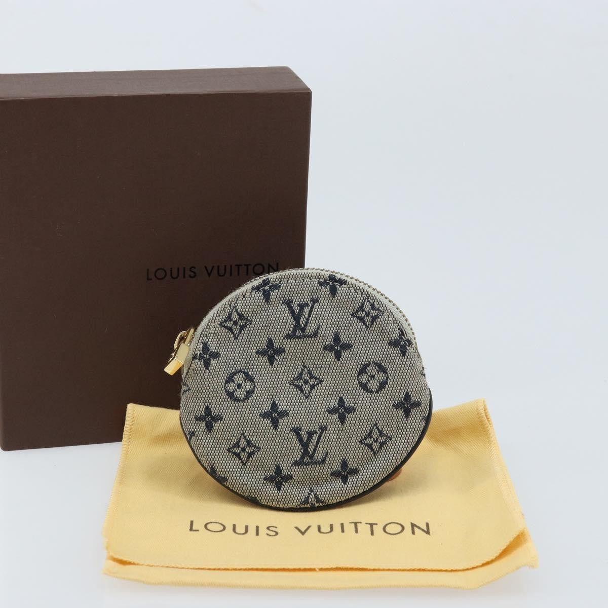 Louis Vuitton Round Coin Purse Mini Lin Blue Canvas Clutche & Pouche Bag (Pre-Owned)