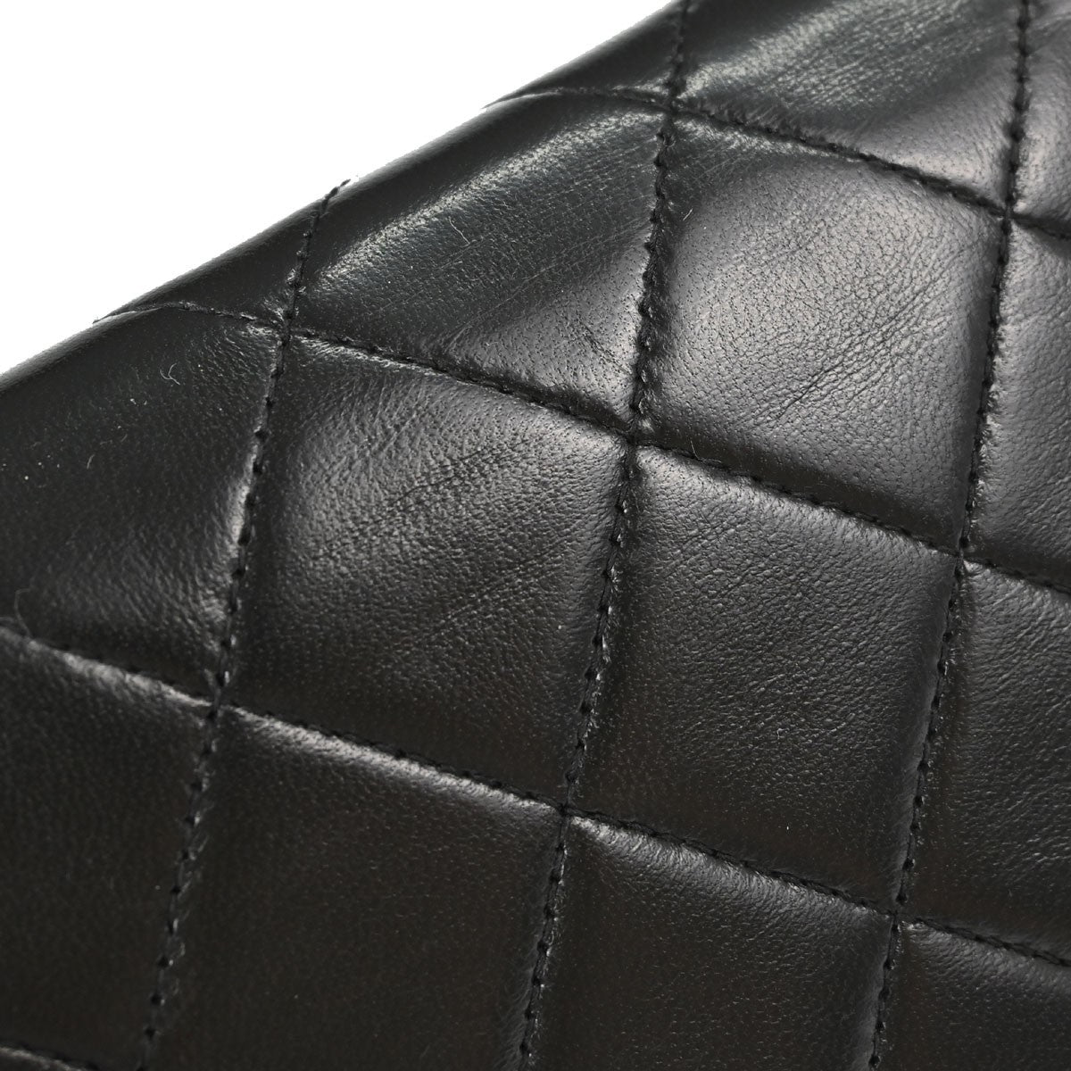 Chanel Vintage Full Flap Quilted Lambskin Black Leather Shoulder Bag Bag (Pre-Owned)