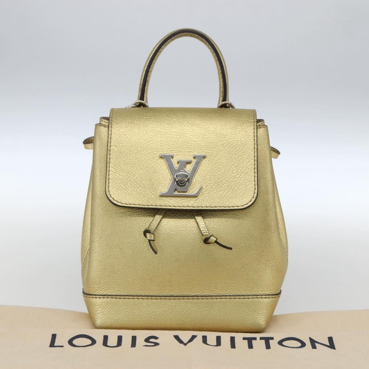 Louis Vuitton Lockme Leather Gold Leather Backpack Bag (Pre-Owned)
