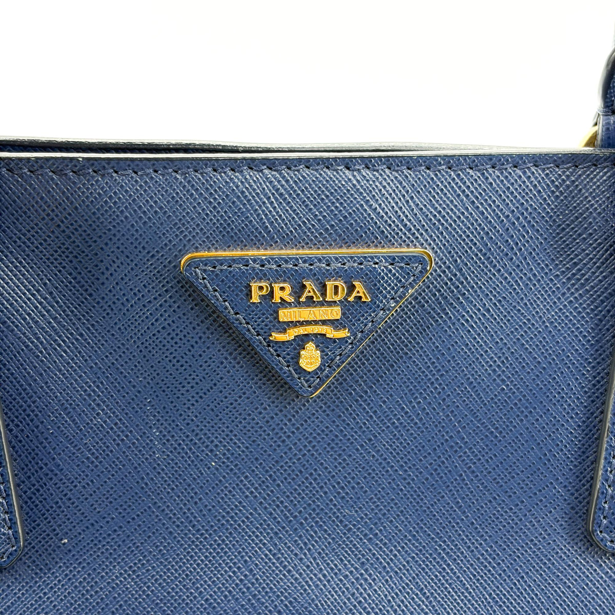 Prada Lux Open Saffiano Leather Blue Leather Tote Bag Bag (Pre-Owned)