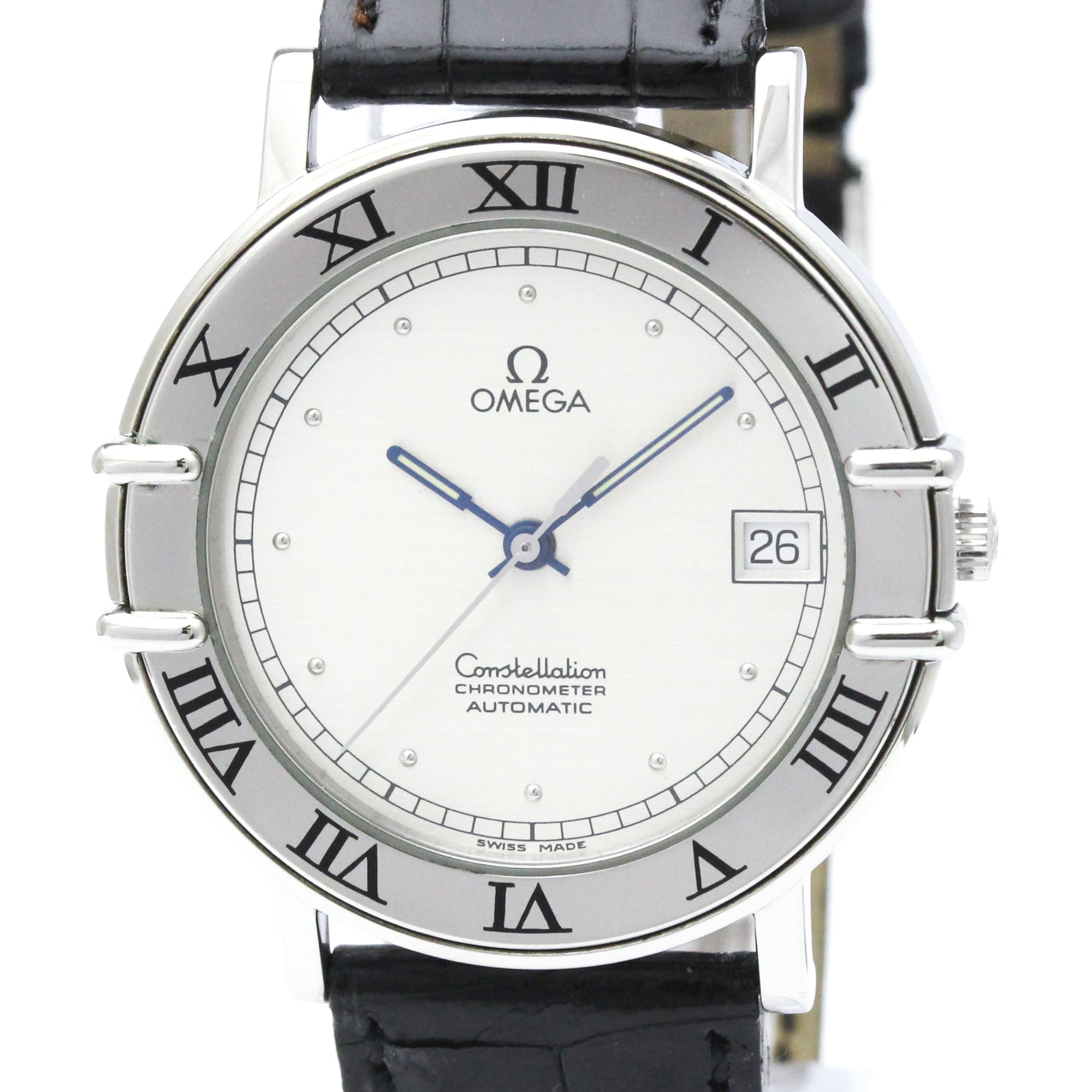 Omega Constellation Chronometer Automatic Stainless Steel And Leather Watch (Pre-Owned)