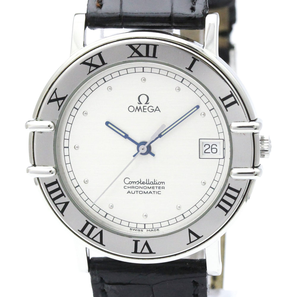 Omega Constellation Chronometer Automatic Stainless Steel And Leather Watch (Pre-Owned)