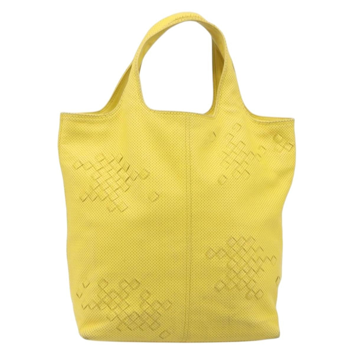 Bottega Veneta Tote Perforated Intrecciato Yellow Leather Tote Bag Bag (Pre-Owned)