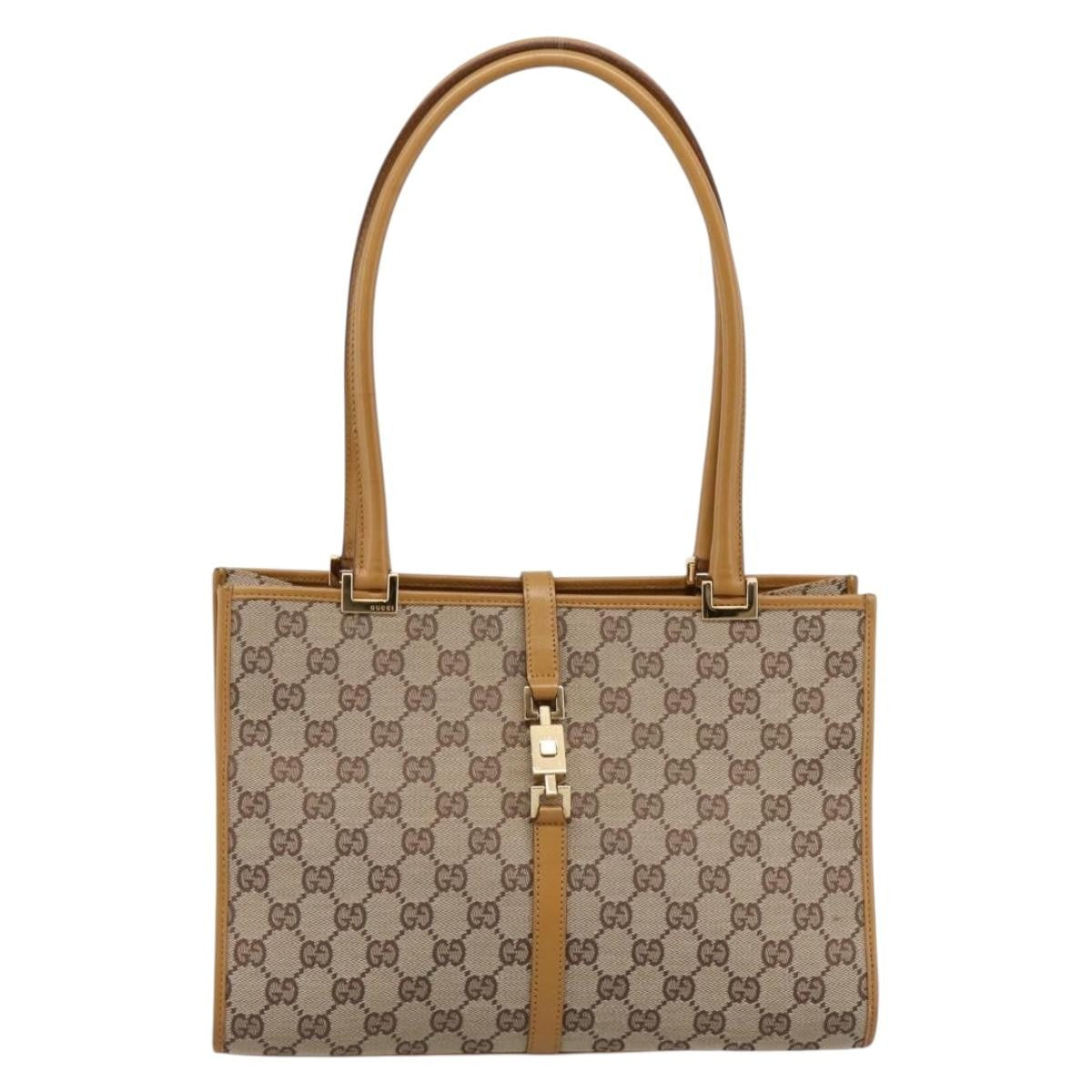 Gucci Jackie Gg Canvas Brown Canvas Tote Bag Bag (Pre-Owned)