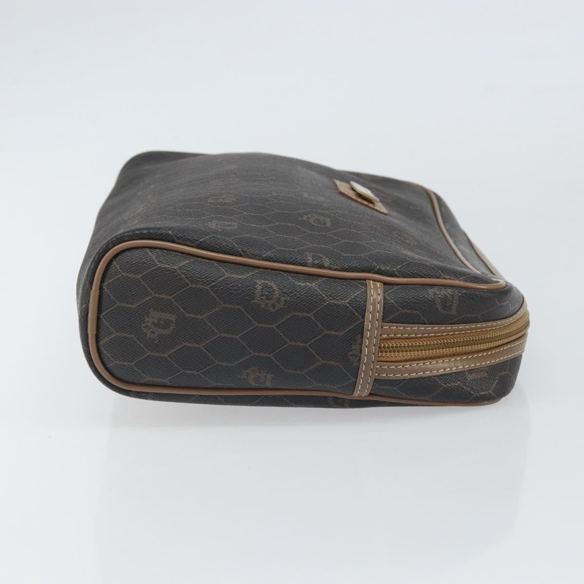 Christian Dior Vintage Honeycomb Zip Canvas And Leather Black Canvas Clutche & Pouche Bag (Pre-Owned)