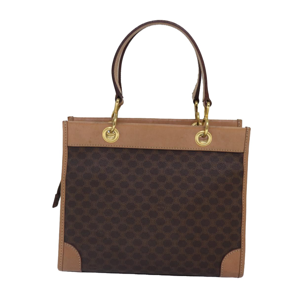 Celine Vintage Macadam Canvas And Leather Brown Canvas Handbag (Pre-Owned)