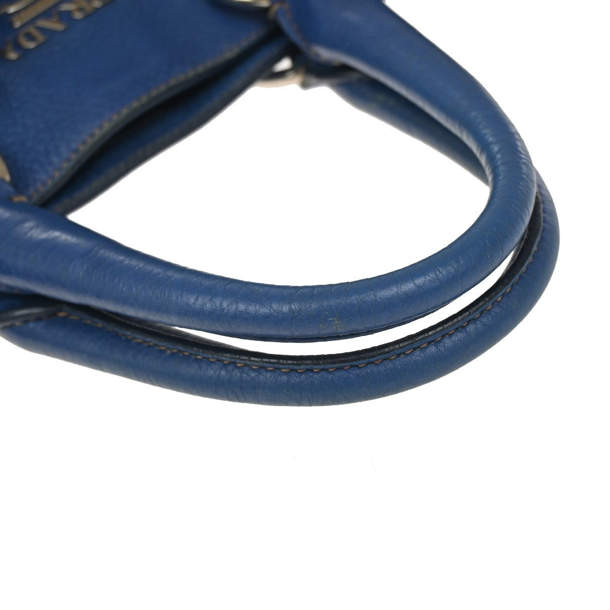 Prada Vintage Tote Leather Blue Leather Tote Bag Bag (Pre-Owned)