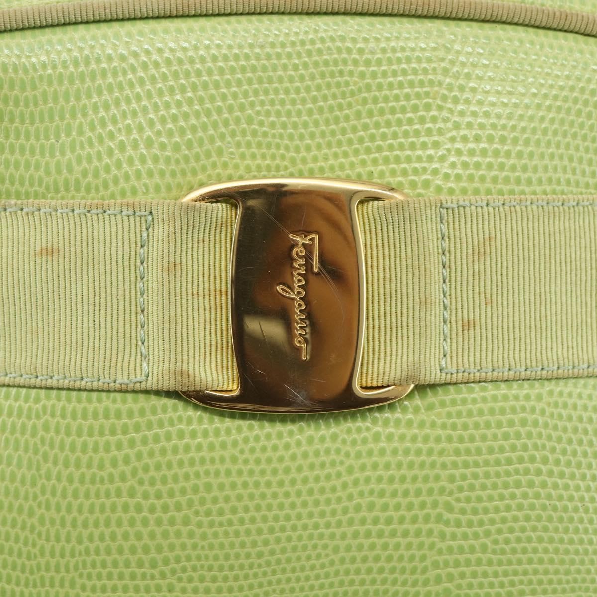 Salvatore Ferragamo Vara Bow Camera Leather Green Leather Shoulder Bag Bag (Pre-Owned)