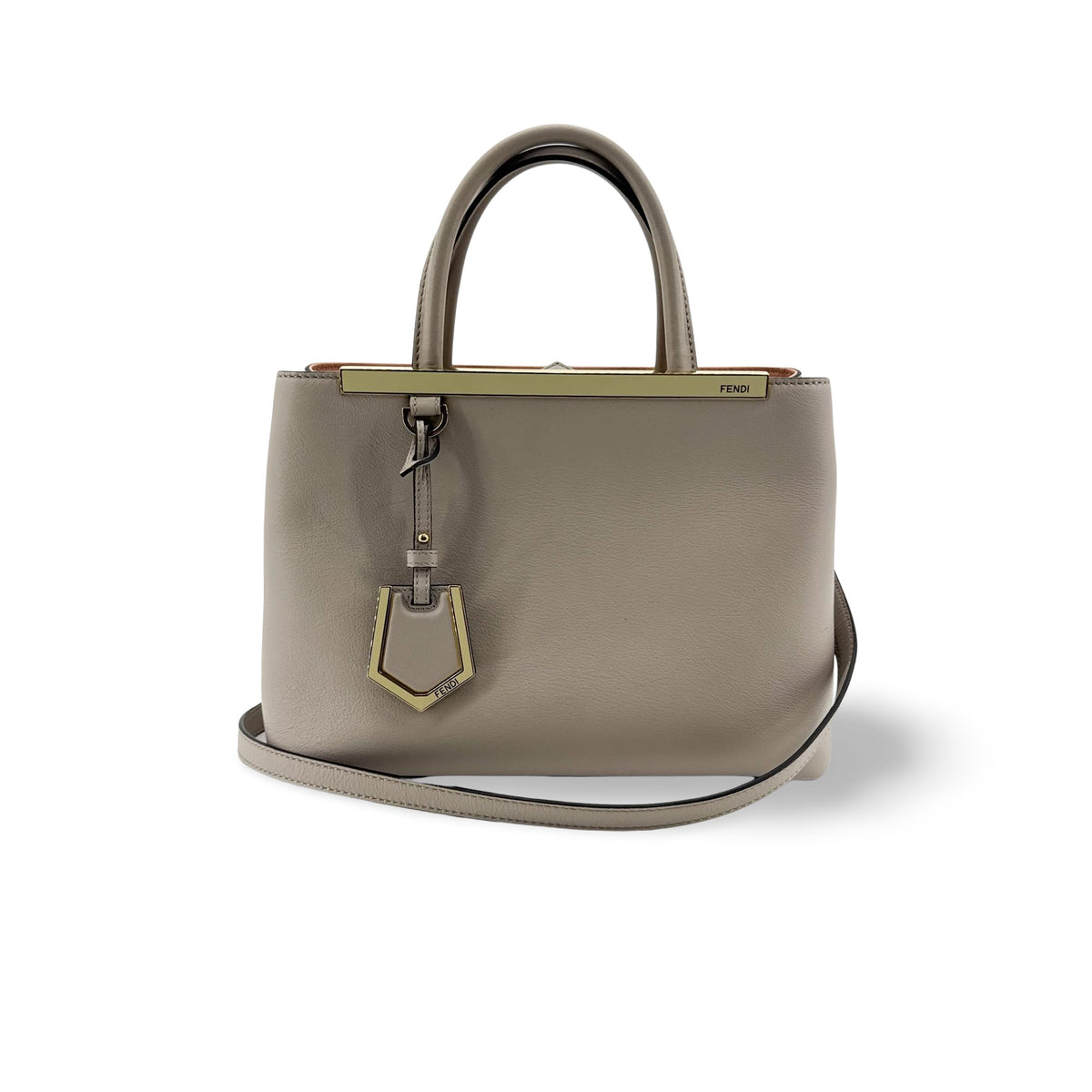 Fendi 2Jours Leather Gray Leather Handbag (Pre-Owned)