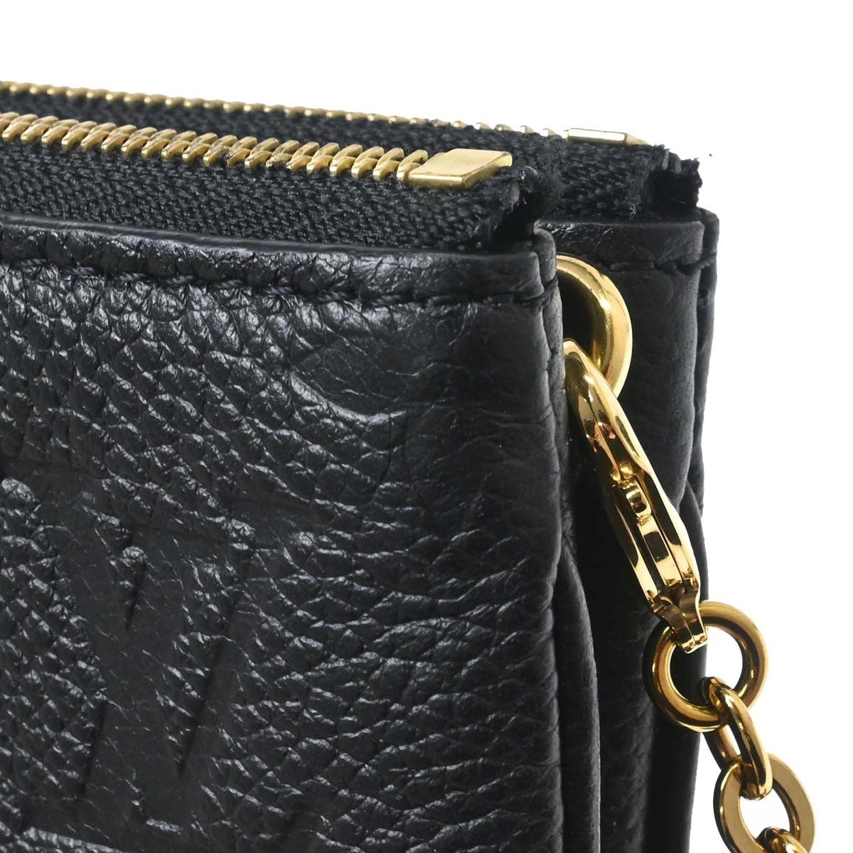 Louis Vuitton Double Zip Pochette Monogram Empreinte Leather Black Leather Clutche & Pouche Bag (Pre-Owned)