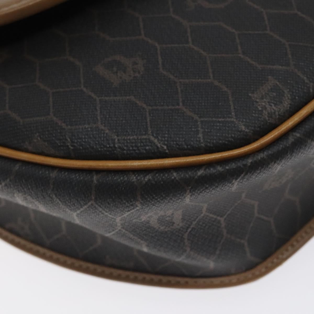 Christian Dior Vintage Honeycomb Flap Coated Canvas Black Canvas Shoulder Bag Bag (Pre-Owned)