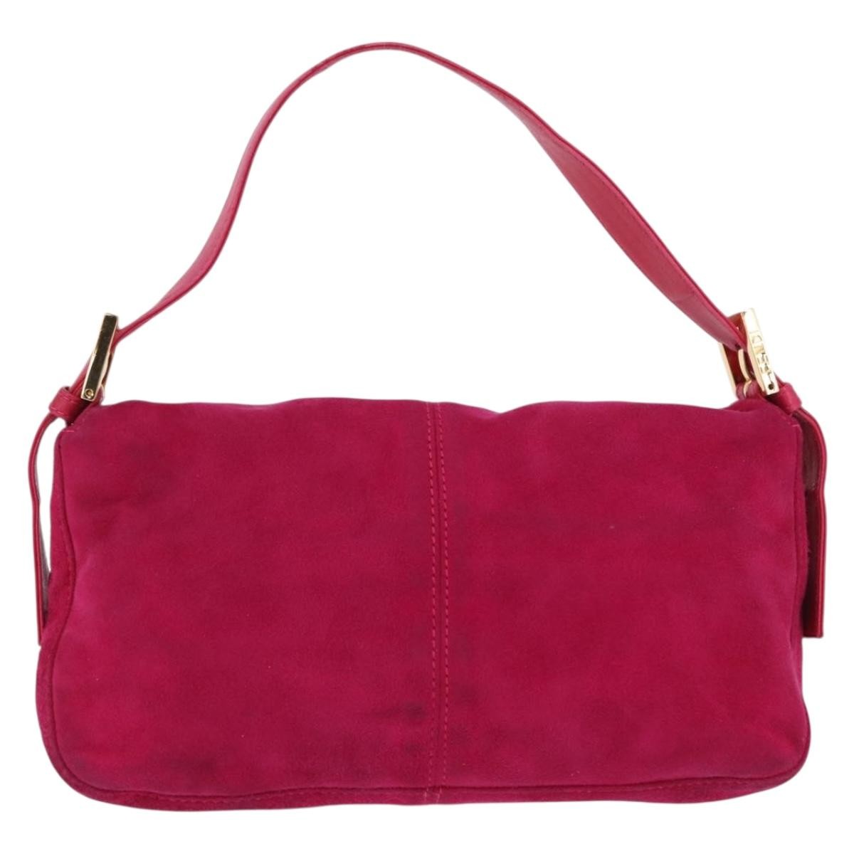 Fendi Baguette Leather Pink Suede Handbag (Pre-Owned)