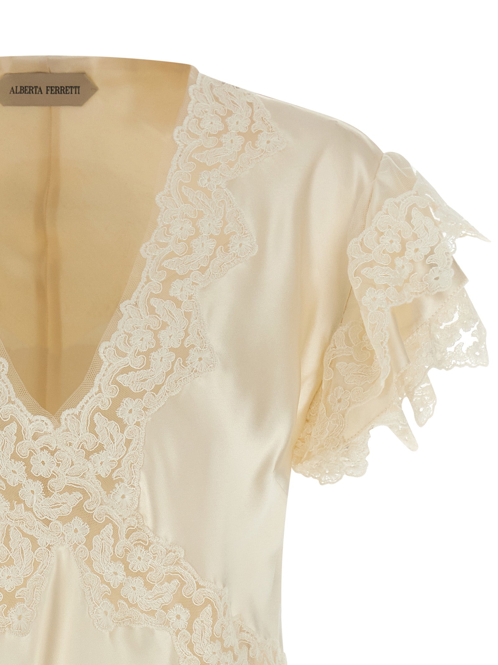 Alberta Ferretti Women's Satin And Lace Top