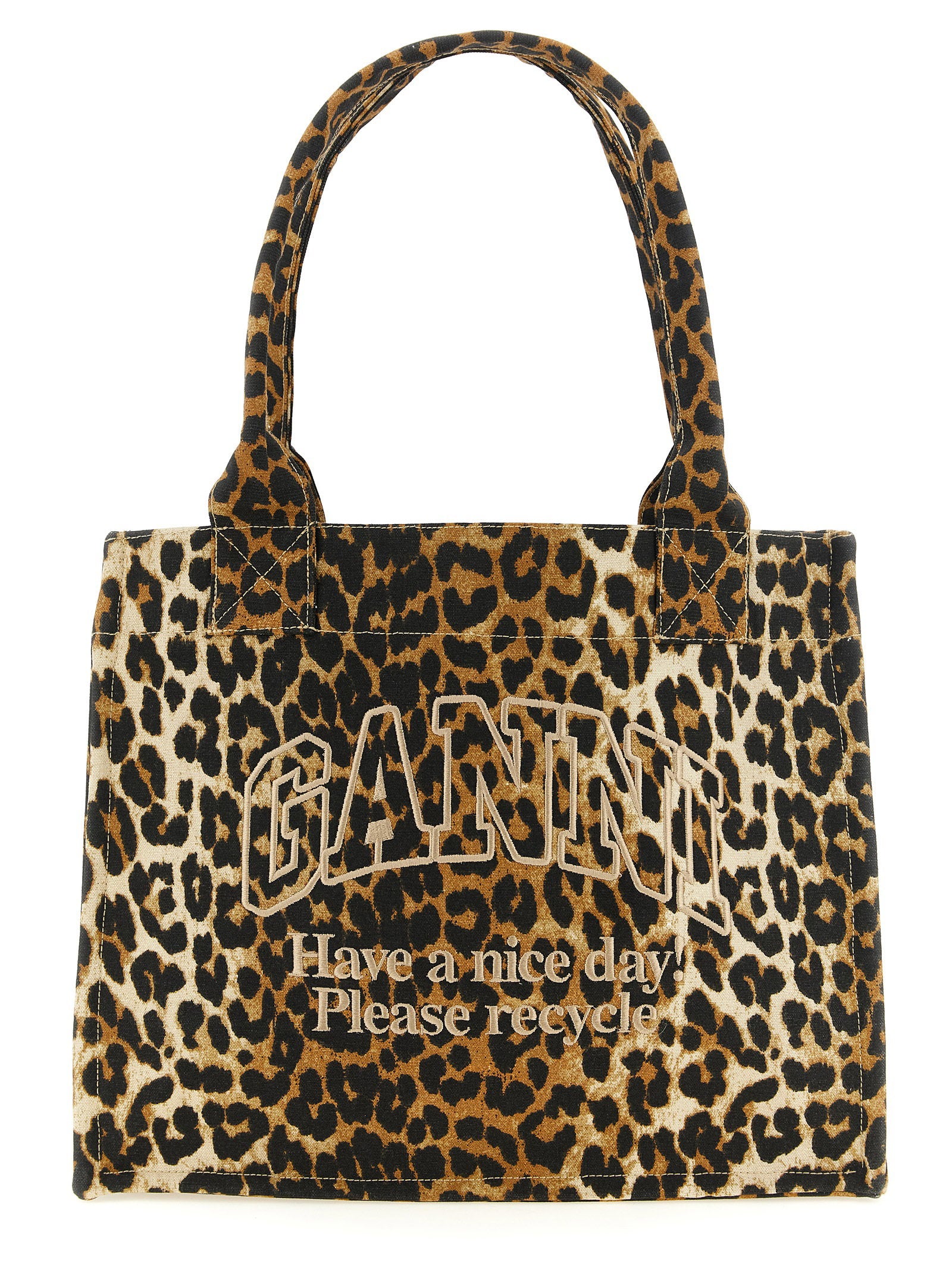 Ganni Women's Leopard Large Shopping Bag