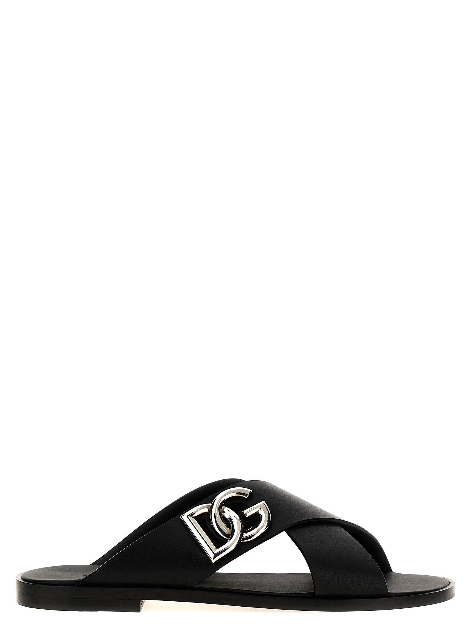Dolce & Gabbana Men's Logo Leather Sandals