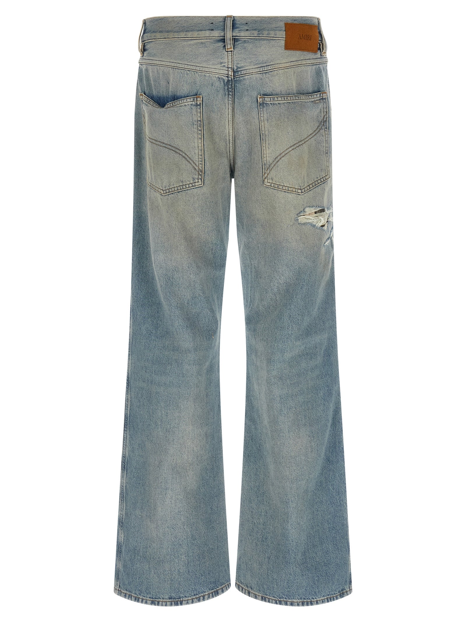 Amiri Men's Checkered Repair Bootcut Jeans