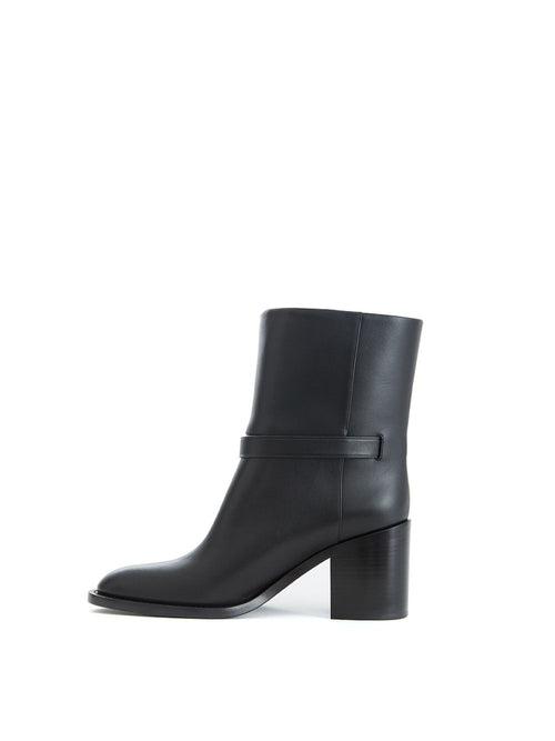 Burberry Elegant Leather Ankle Boots with Chic Buckle Women's Detail
