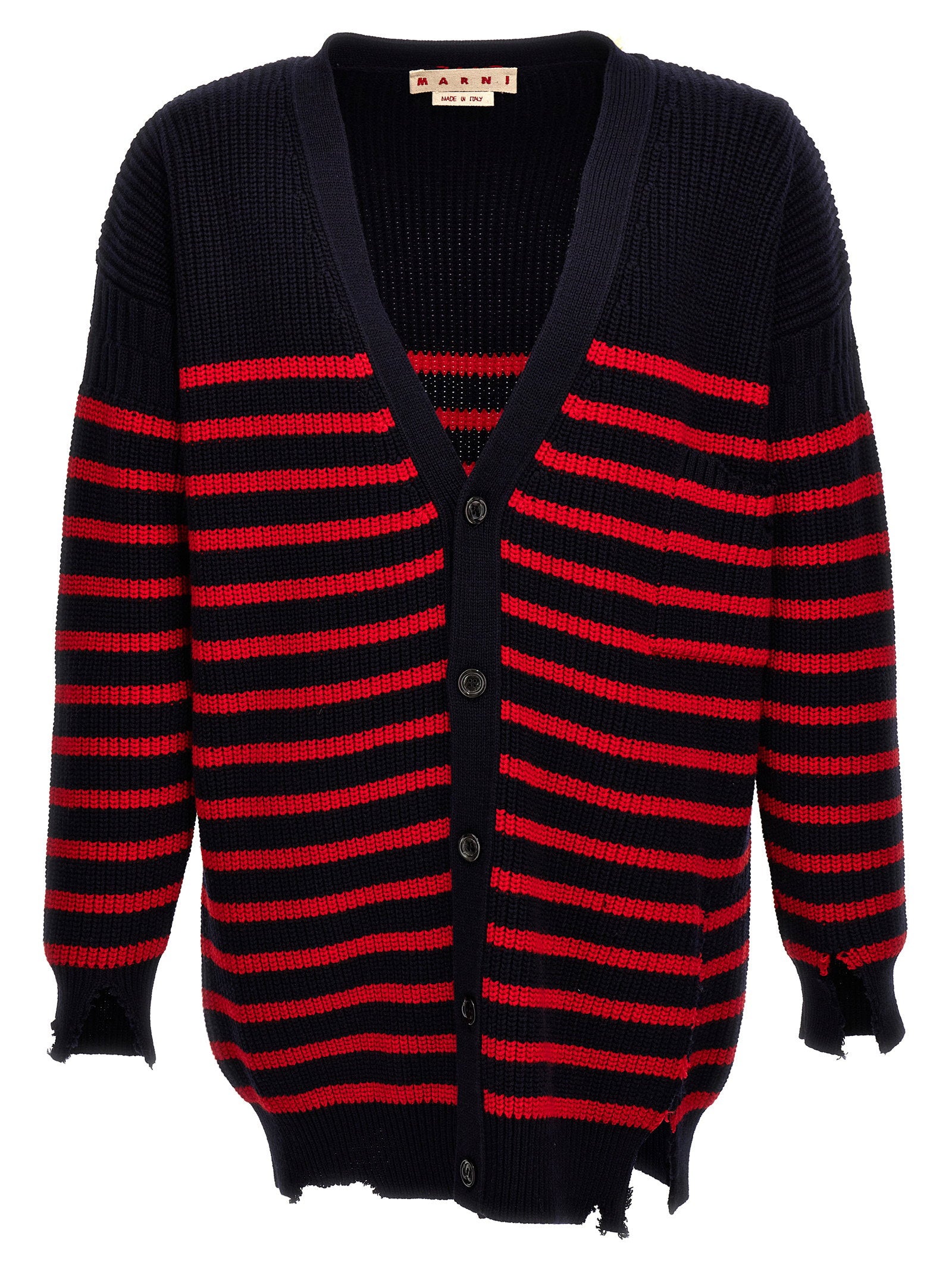Marni Men's Destroyed Effect Striped Cardigan
