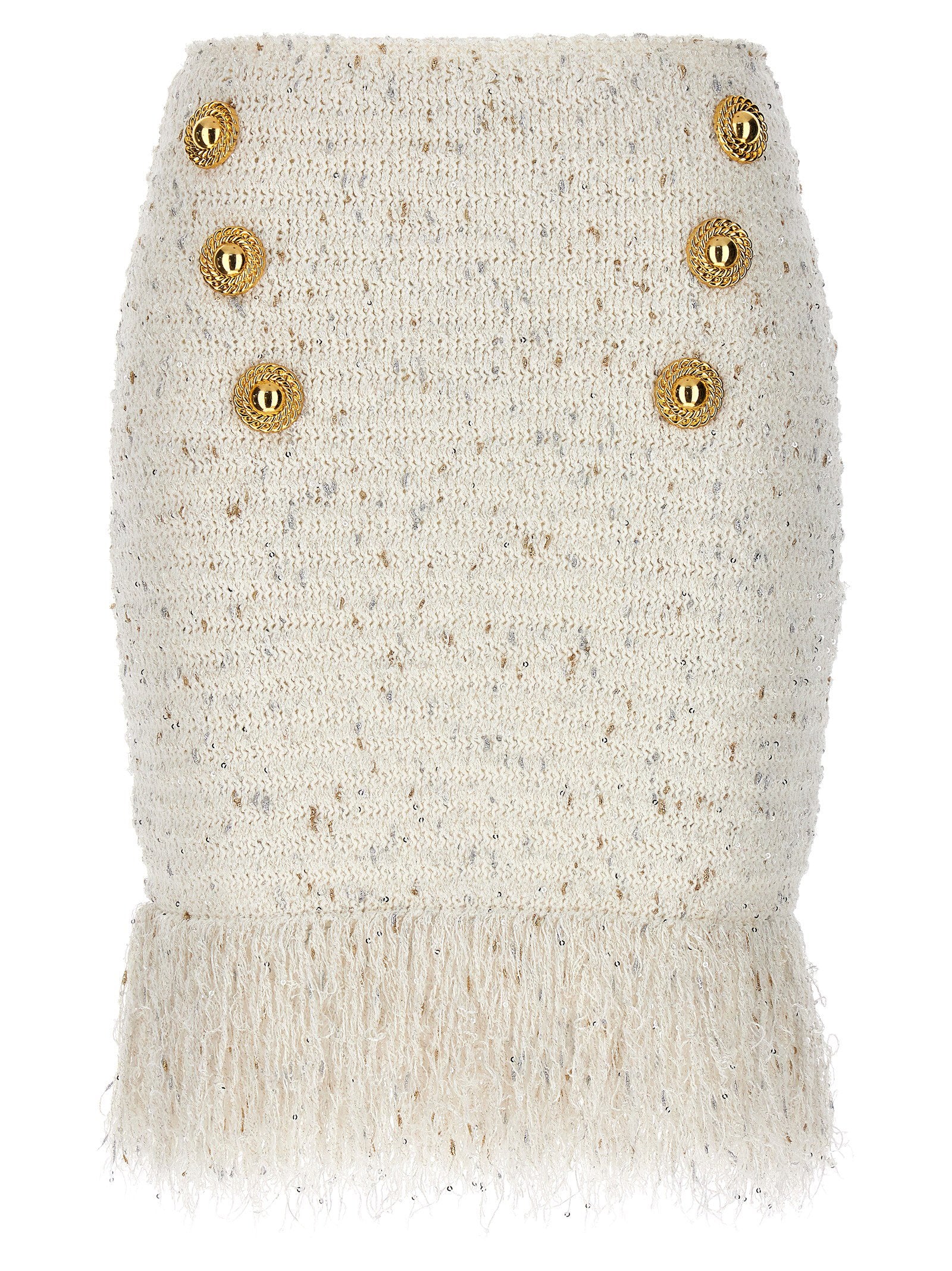 Balmain Women's Fringed Tweed Skirt