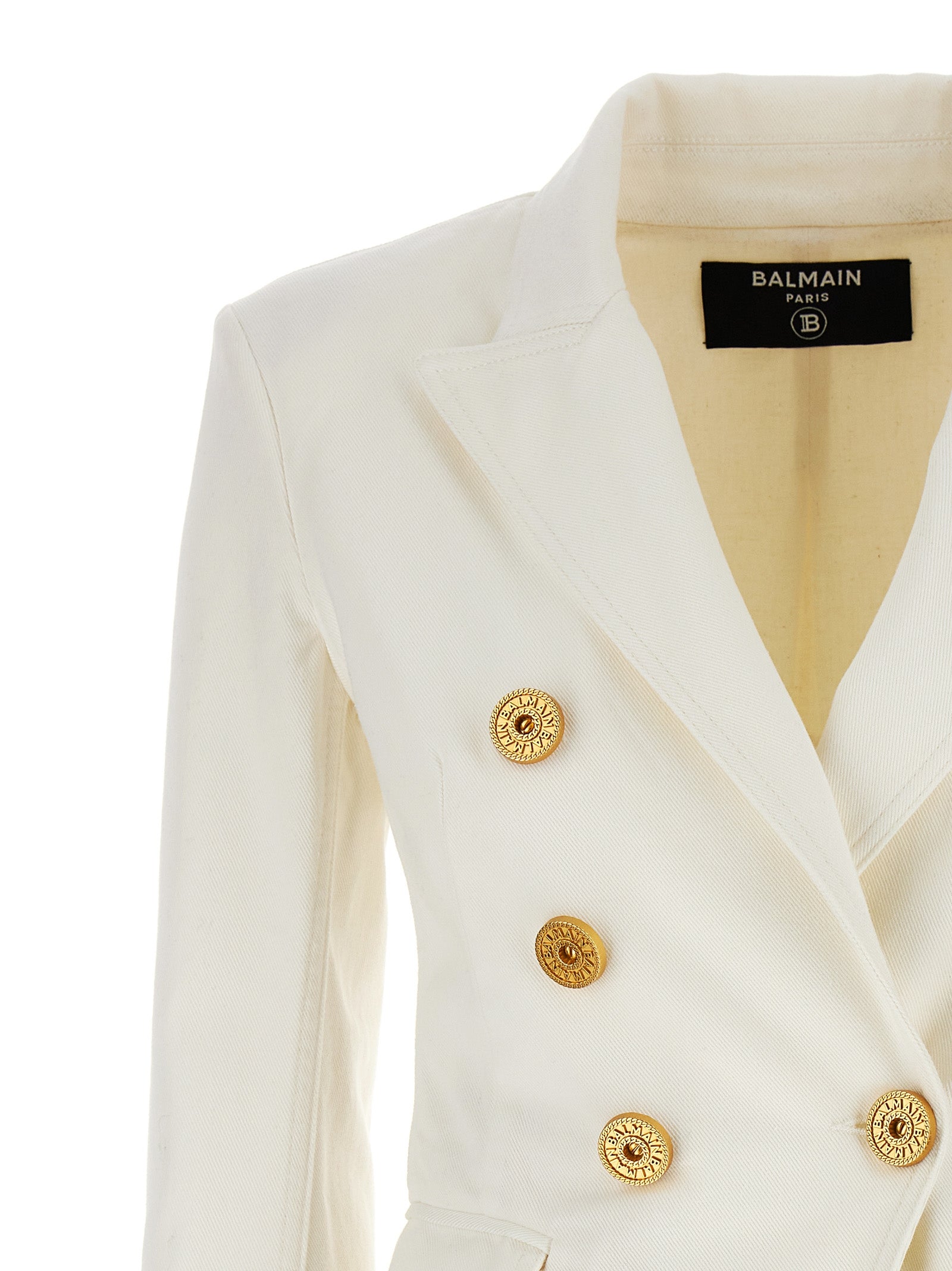 Balmain Women's Double-Breasted Denim Blazer