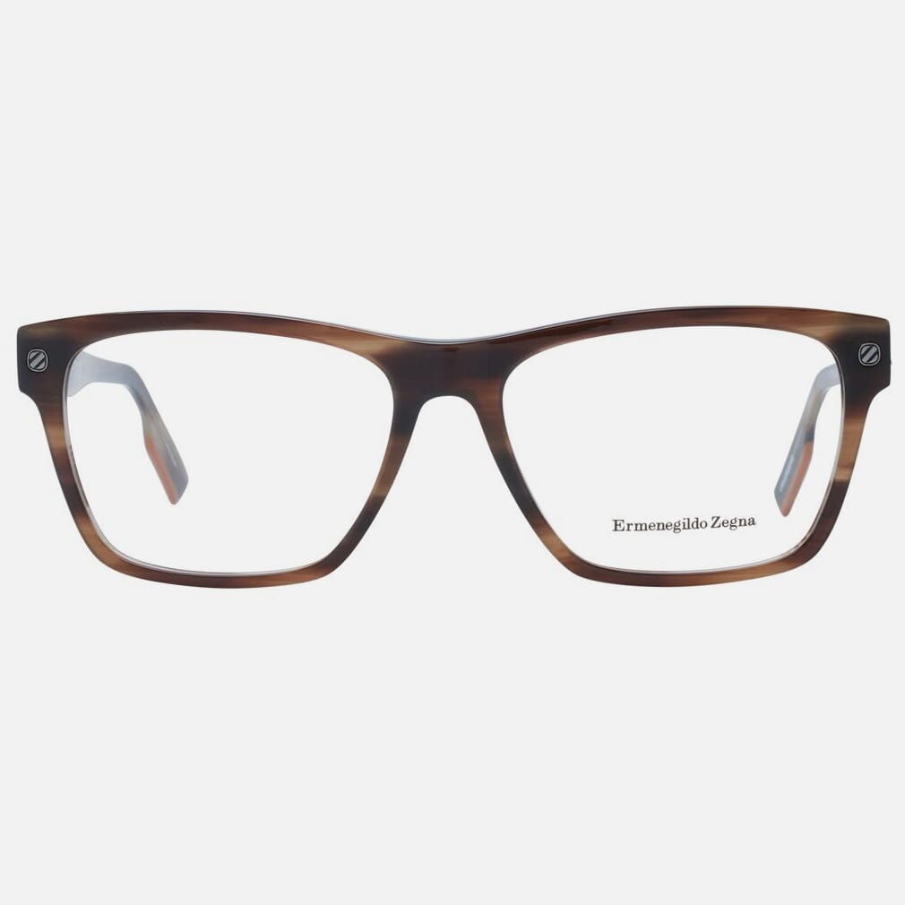 Ermenegildo Zegna Brown Plastic Glasses Men's (Frames)