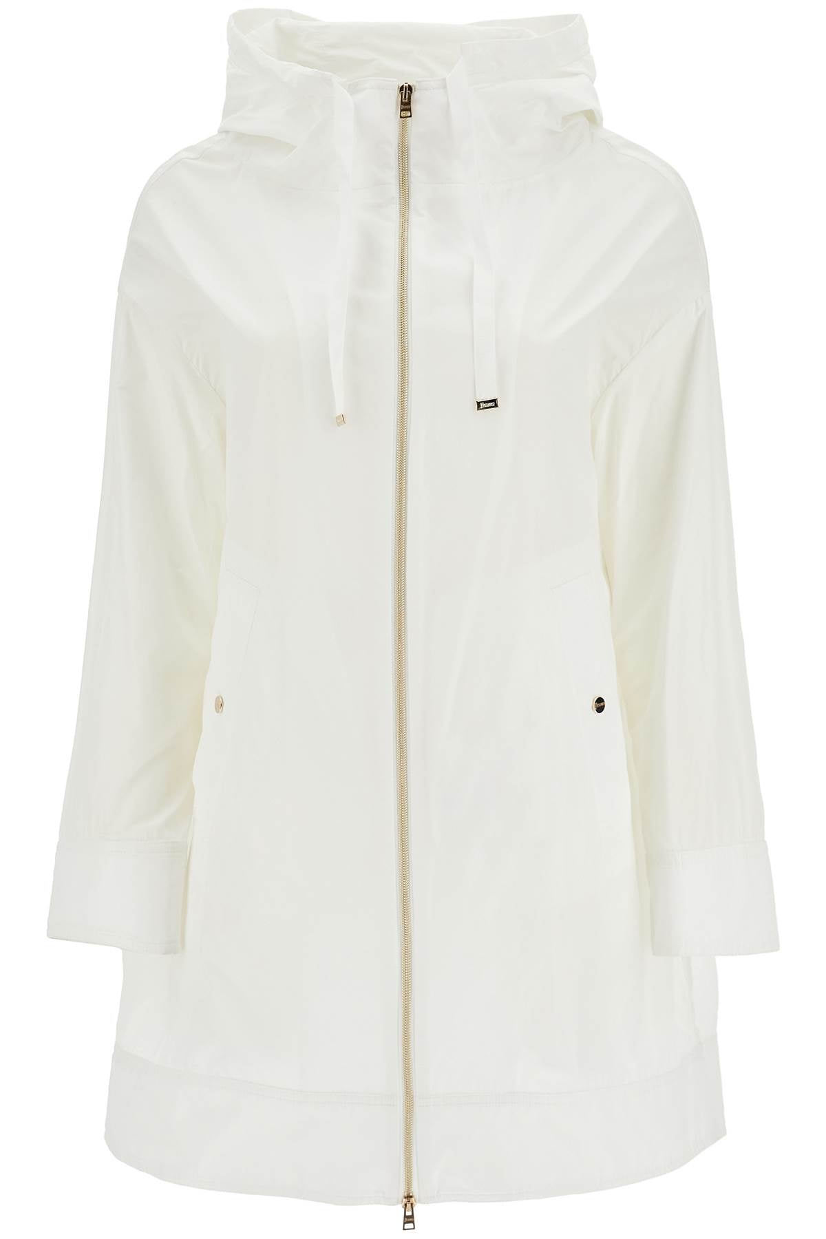 Herno Women's White Waterproof 3/4 Sleeve Parka Techn Taffeta