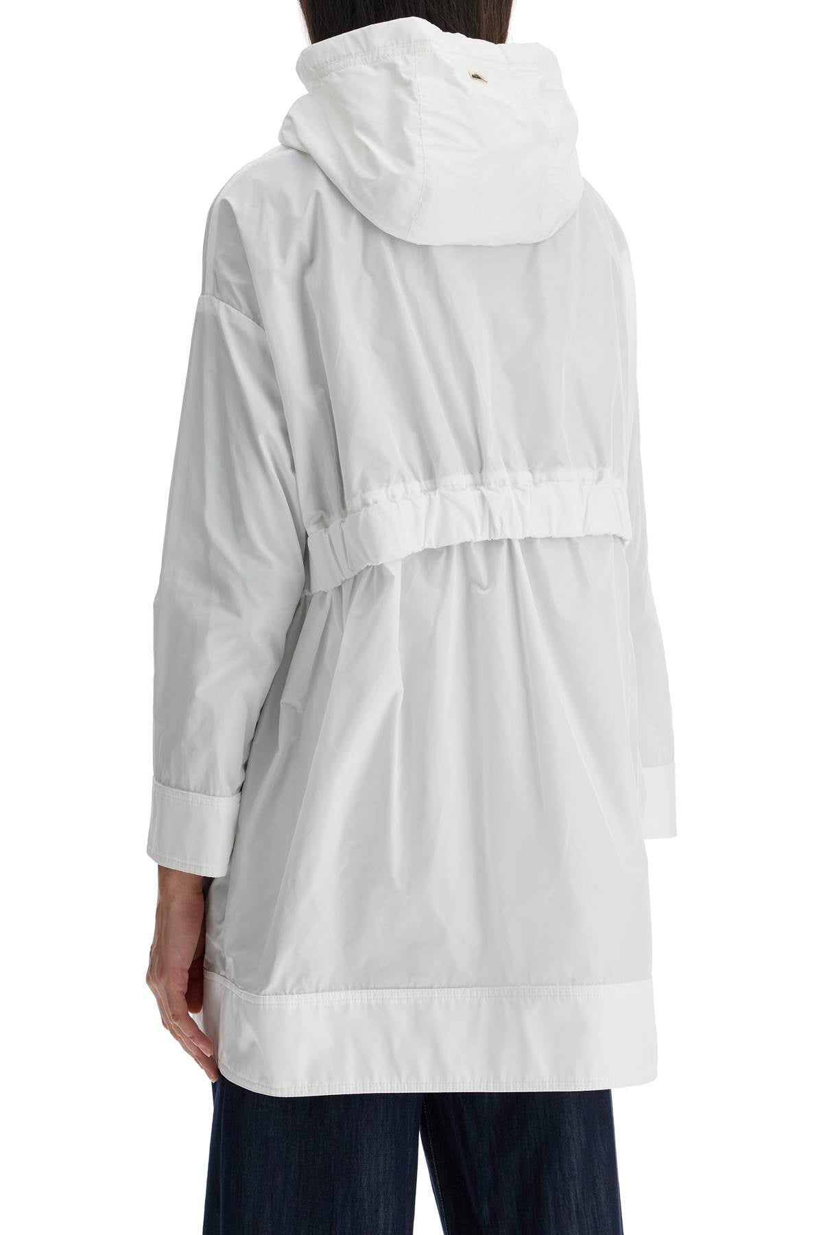 Herno Women's White Waterproof 3/4 Sleeve Parka Techn Taffeta