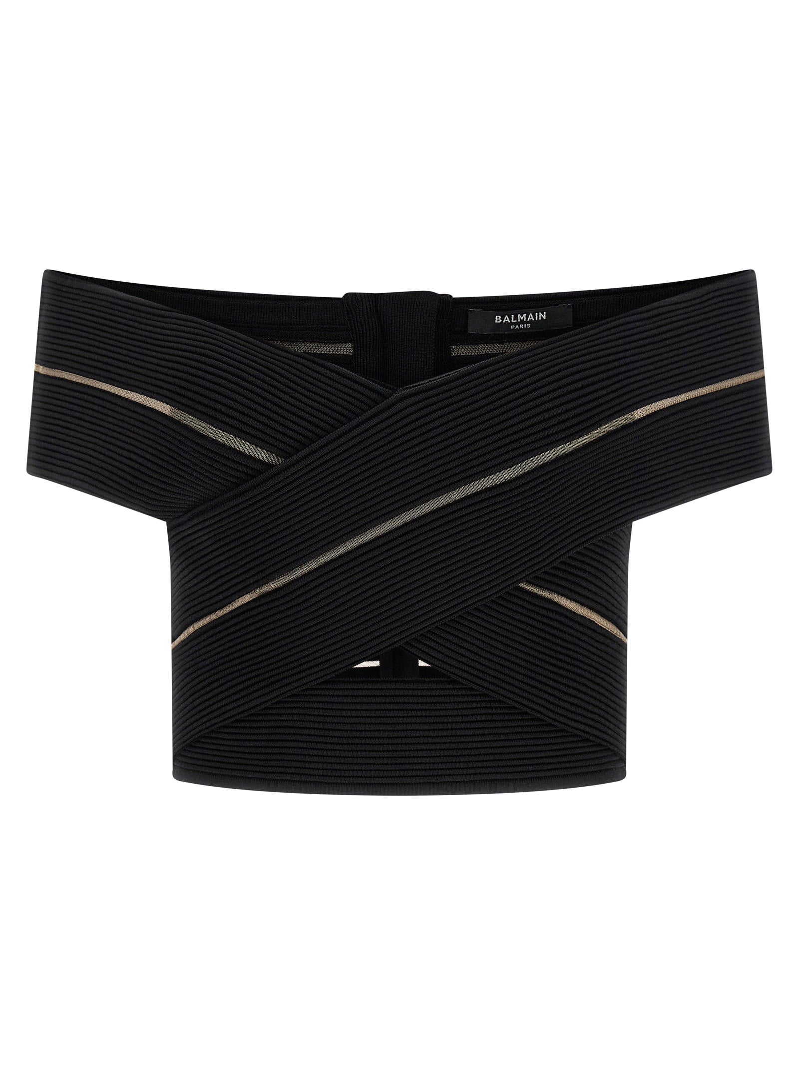 Balmain Women's Off-The-Shoulder Crop Top