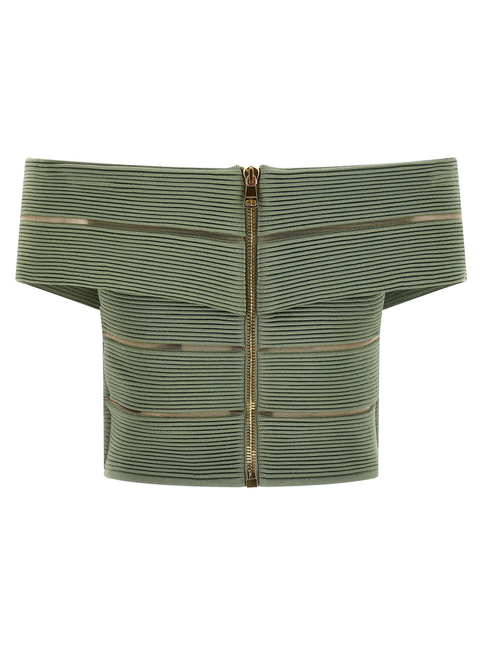 Balmain Women's Off-The-Shoulder Crop Top