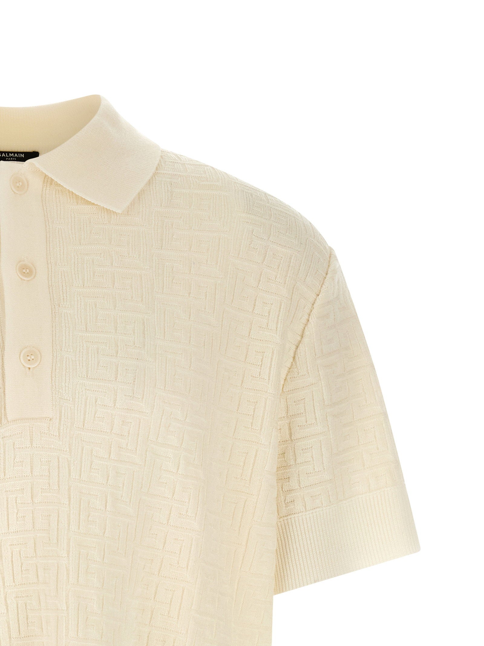 Balmain Men's Monogram Jacquard Polo Shirt