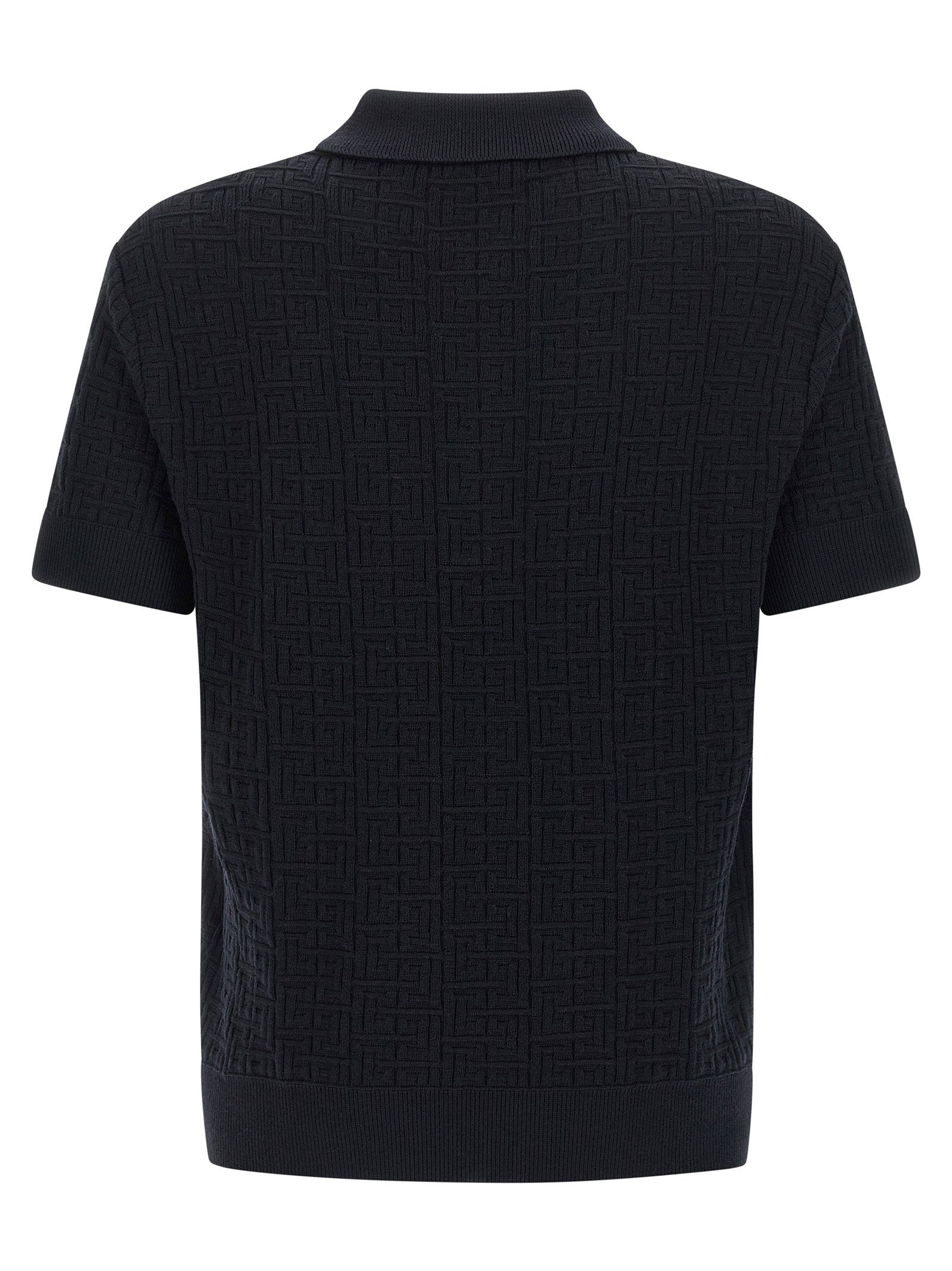 Balmain Men's Monogram Knit Polo Shirt