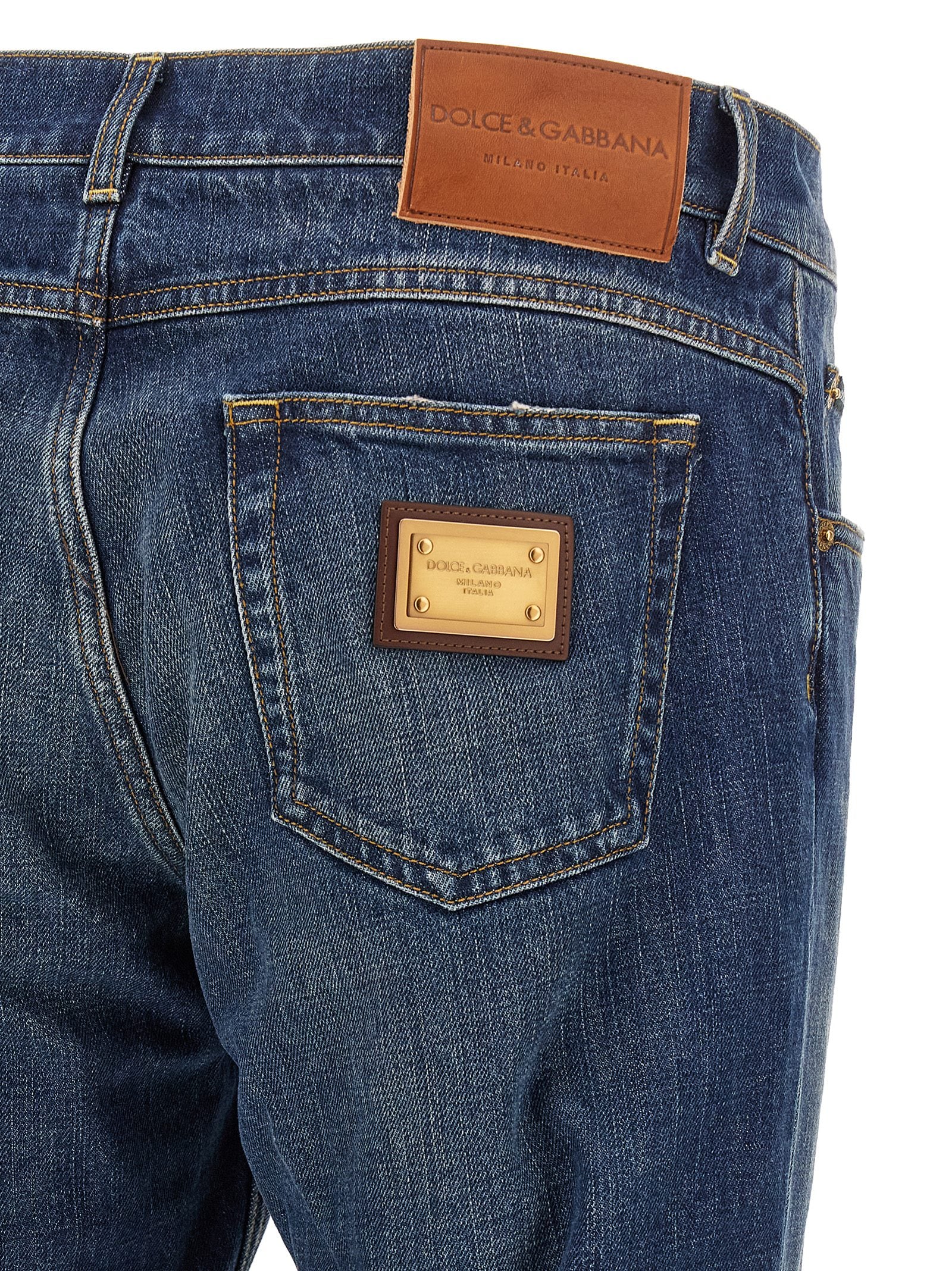 Dolce & Gabbana Men's Logo Plaque Jeans