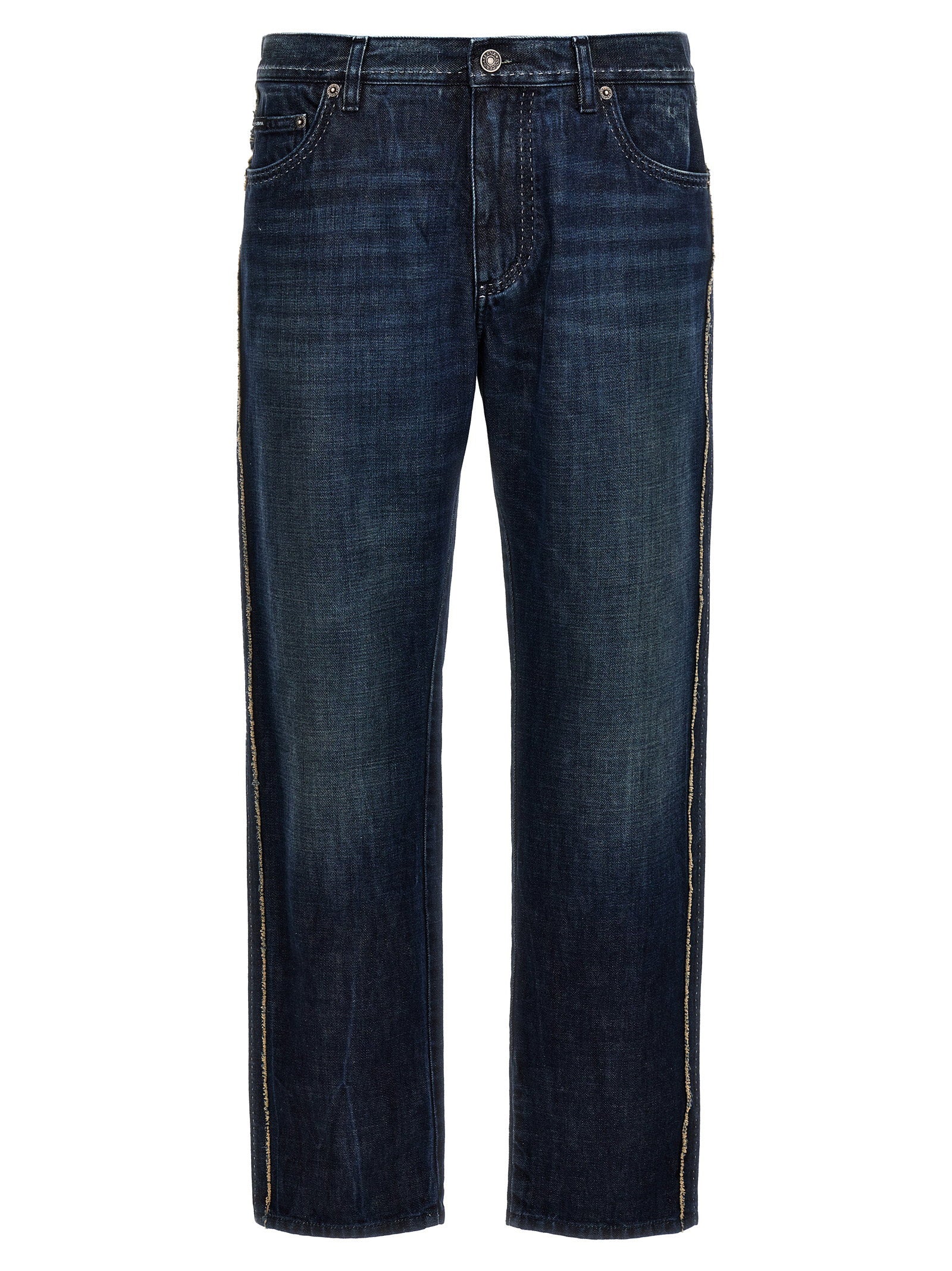 Dolce & Gabbana Men's Fringed Stitching Jeans