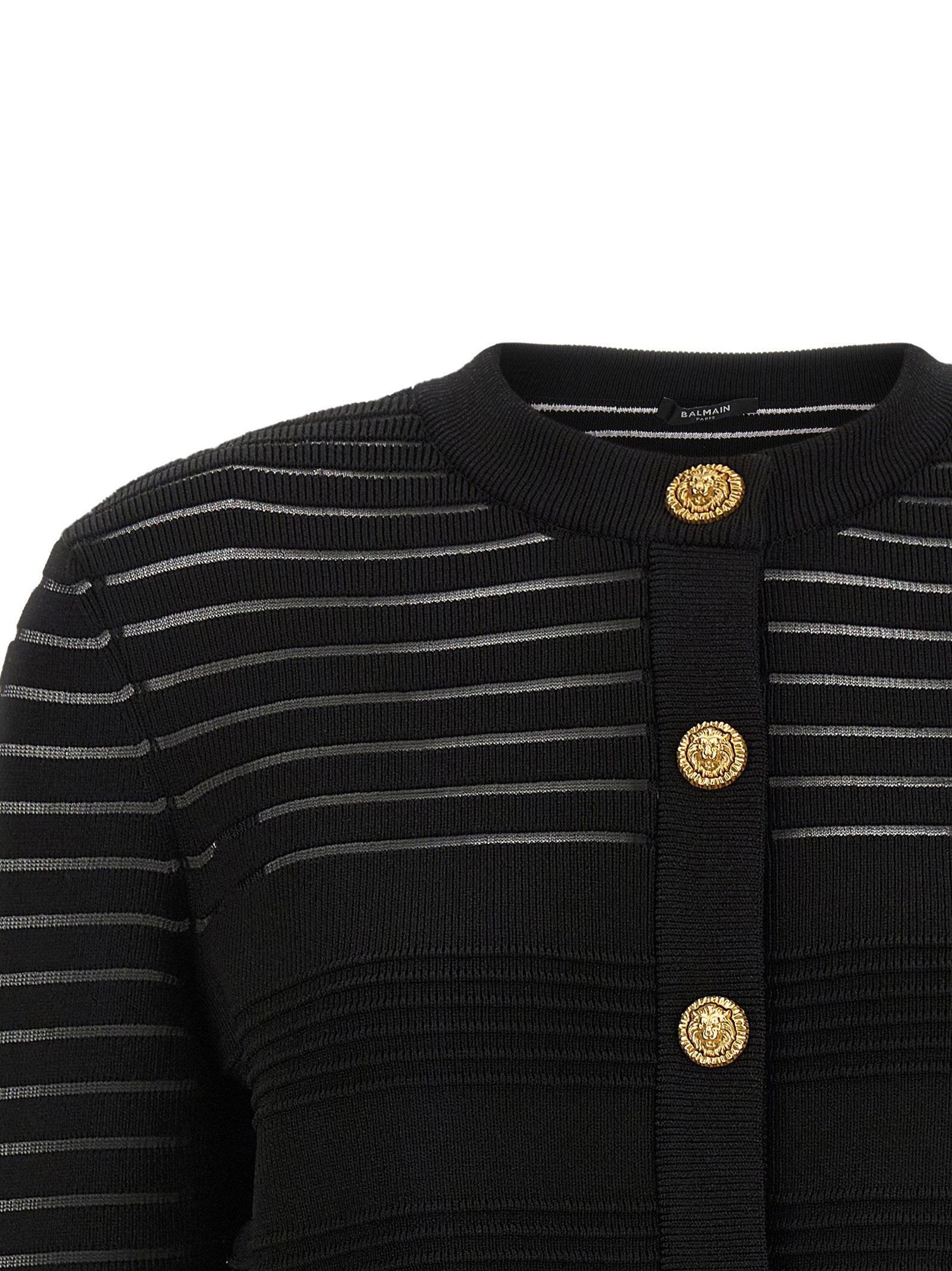 Balmain Women's Semi-Transparent Stripes Cardigan