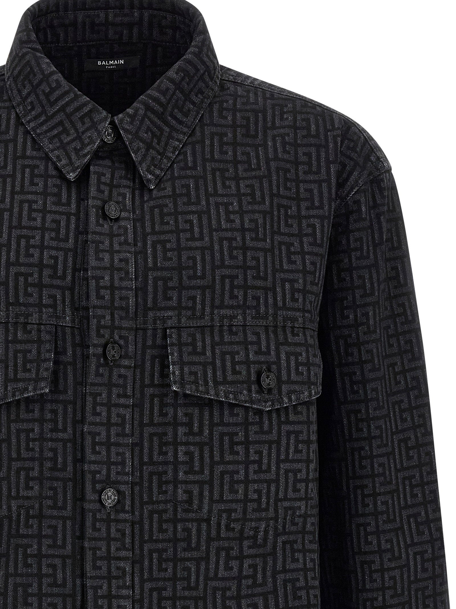 Balmain Men's Monogram Pattern Overshirt