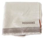 Missoni Elegant Beige Wool Scarf with Embroidered Men's Logo