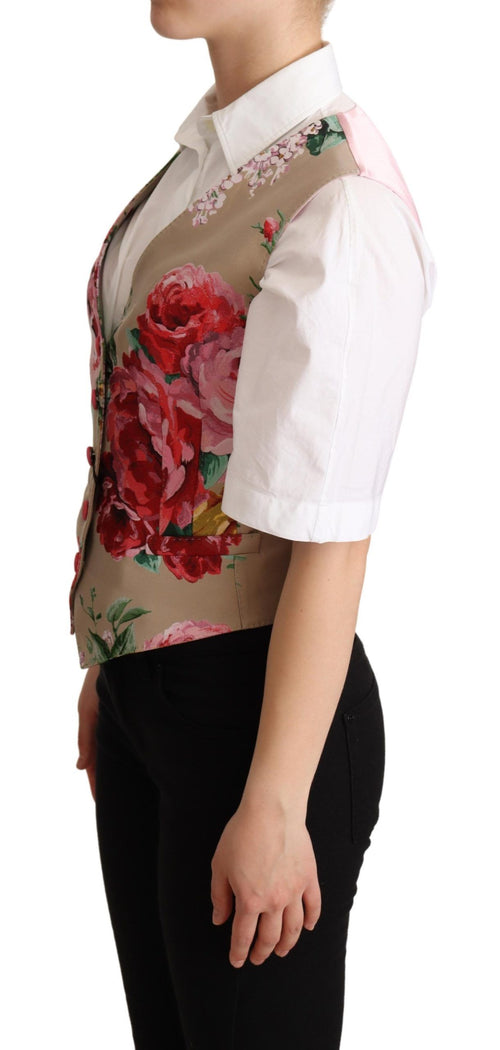 Dolce & Gabbana Elegant Floral Beige Sleeveless Women's Vest