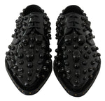 Dolce & Gabbana Elegant Black Crystal Leather Dress Women's Shoes