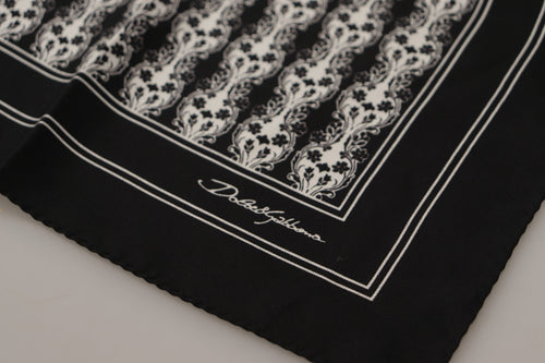 Dolce & Gabbana Black Printed Square Handkerchief Men's Scarf