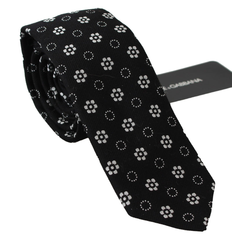 Dolce & Gabbana Elegant Black Floral Silk Men's Necktie
