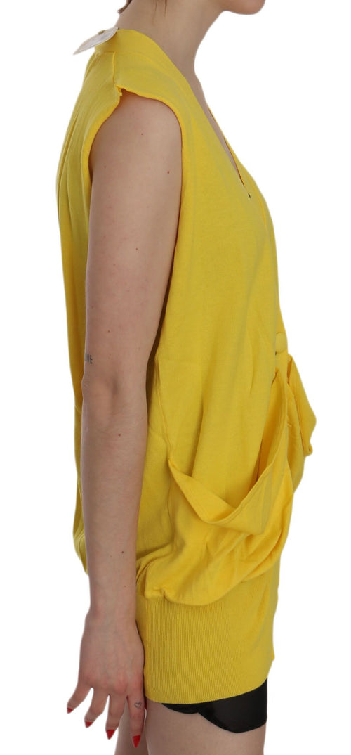 PINK MEMORIES Elegant Yellow Sleeveless Cotton Women's Vest