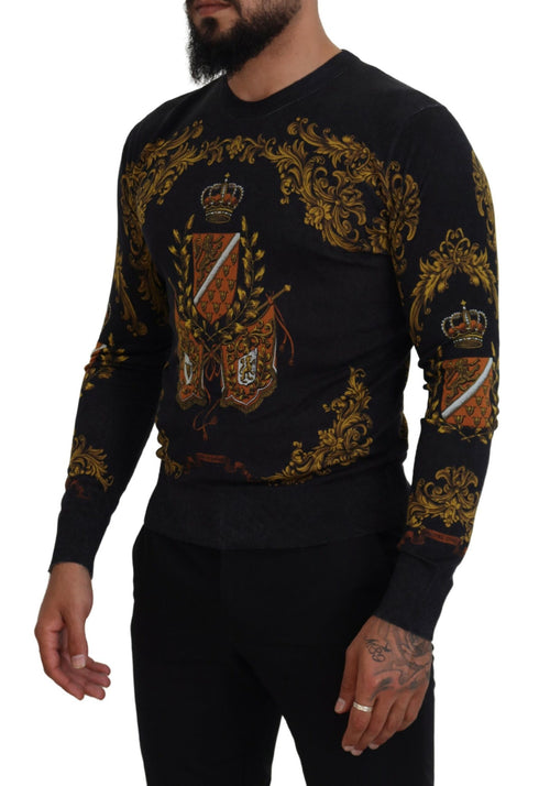 Dolce & Gabbana Baroque Medal Motive Silk Men's Sweater