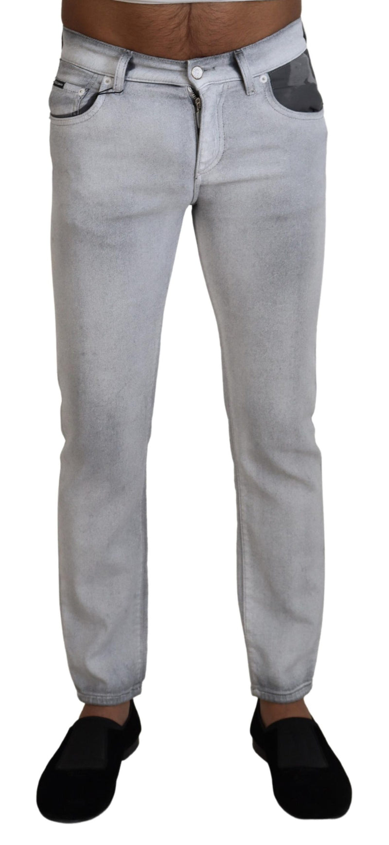 Dolce & Gabbana Elegant Gray Washed Cotton Blend Men's Pants