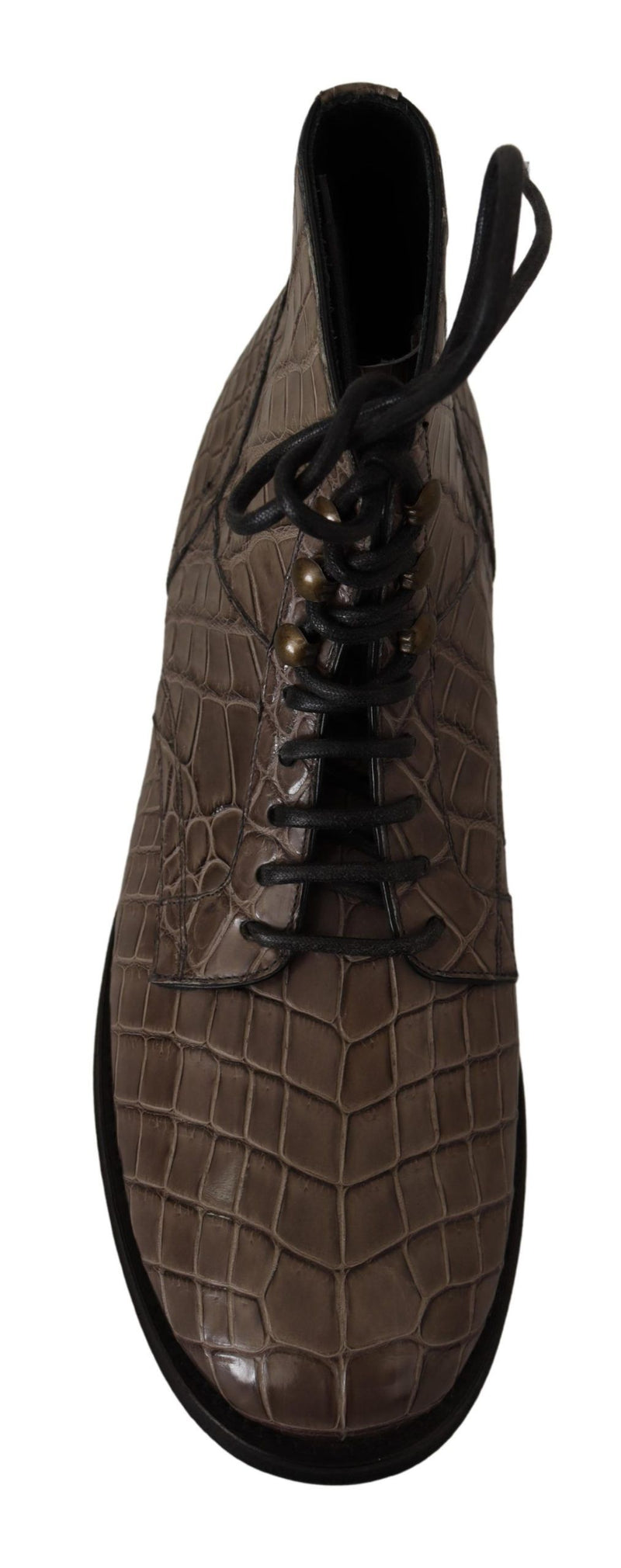 Dolce & Gabbana Elegant Crocodile Derby Brogue Men's Boots